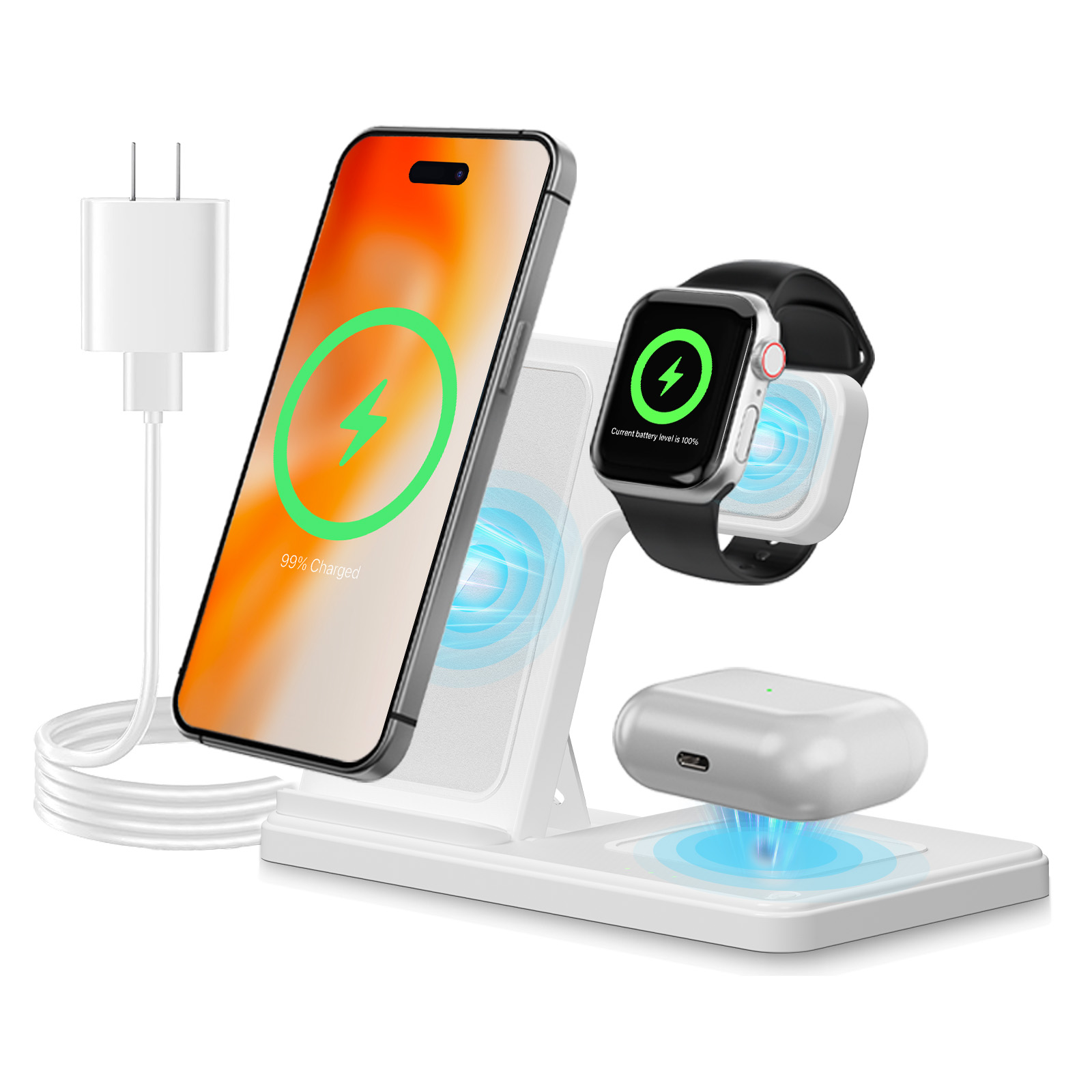 Smartwatch Watches Compatible With Iphone - 15W Magnetic Wireless Charger Stand Foldable