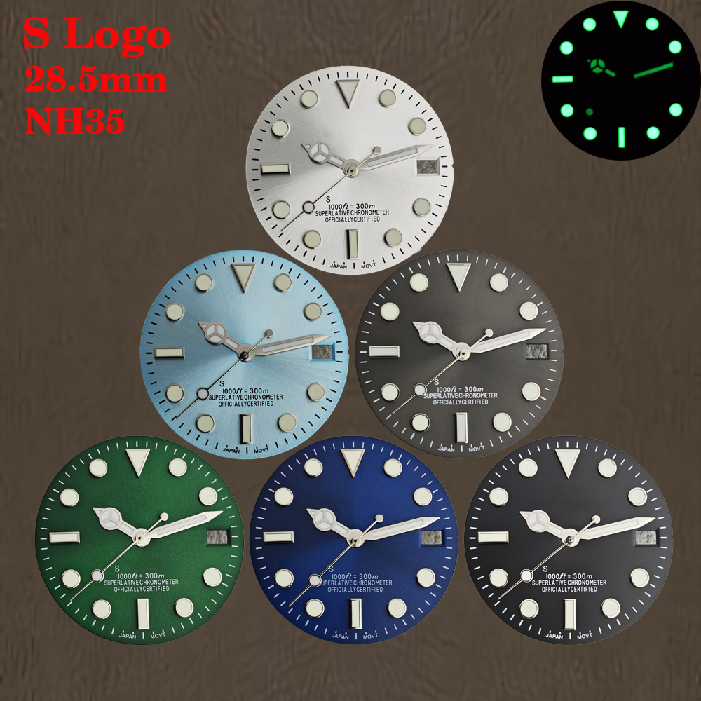Luminous Dial Face - NH35 28.5mm green luminous S dial