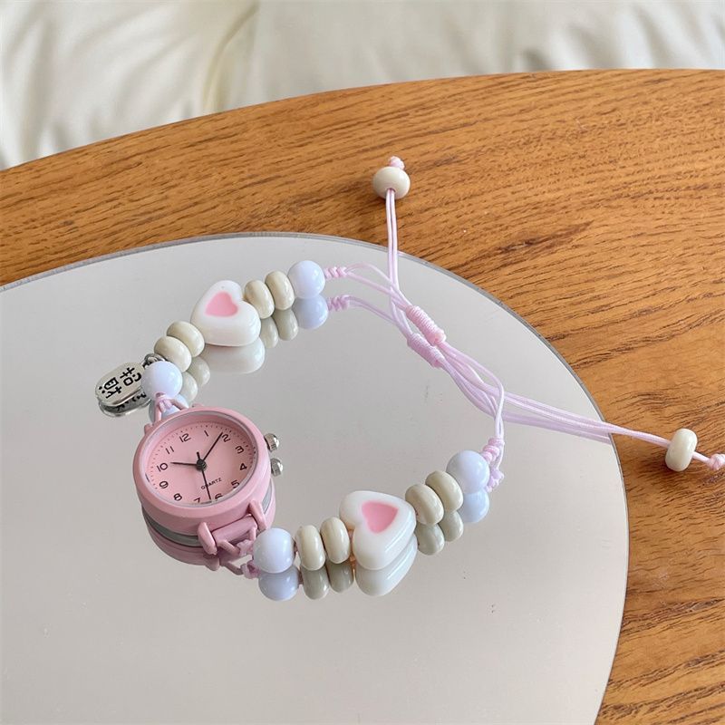 Vintage Digital Watch - Vintage Ethnic Weaving Design Beaded Bracelet