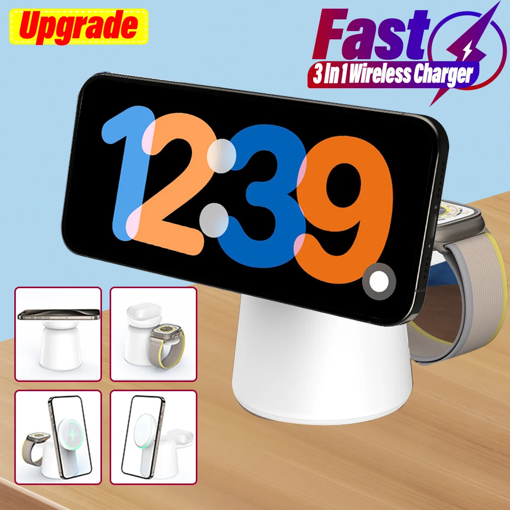 Smartwatch Watches Compatible With Iphone - 3 in 1 Magnetic Wireless Charger
