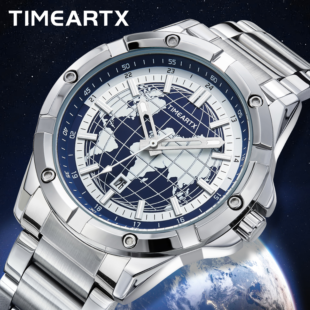 Smartwatch Branded Watches For Men - TIMEARTX Brand Man Watch Earth Dial