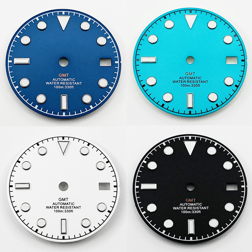 Luminous Dial Face - NH34 29mm White Blue Black Watch