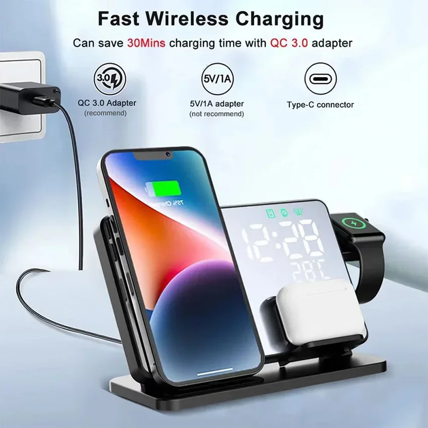 Wireless Charger Alarm Clock S - Smartwatch Watches Compatible With Iphone บทวิจารณ์และราคา