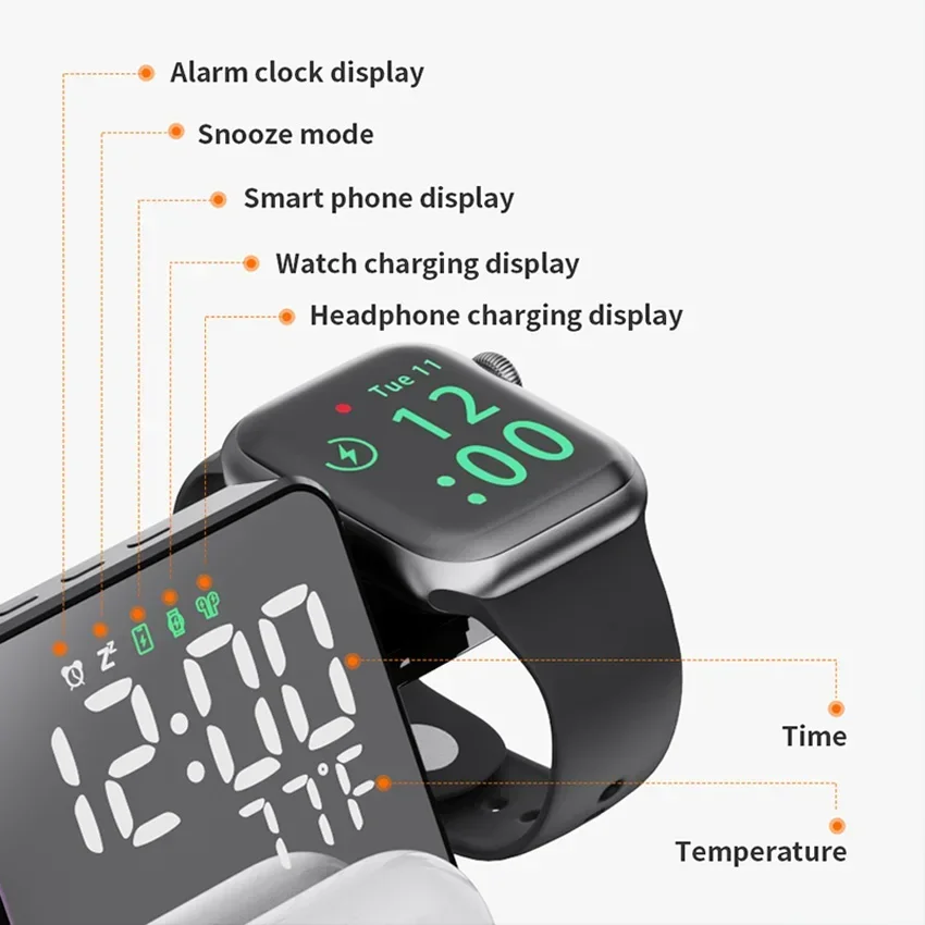 Wireless Charger Alarm Clock S - Smartwatch Watches Compatible With Iphone บทวิจารณ์และราคา