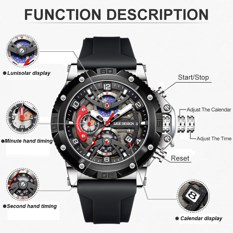 LIGE Top Brand Luxury Men Watc - Smartwatch Branded Watches For Men บทวิจารณ์และราคา