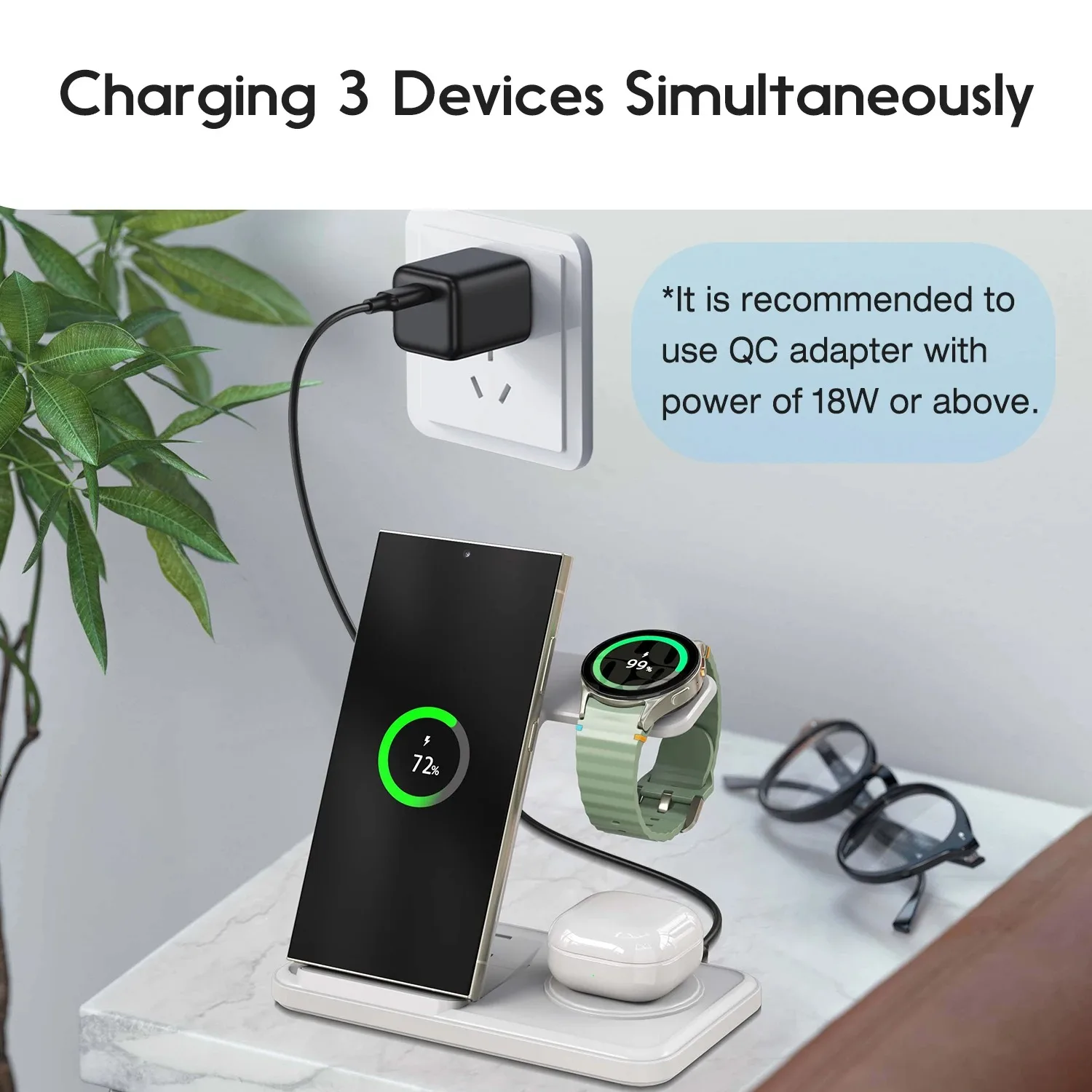 Desktop 3-in-1 Wireless Charge - Smartwatch Watches Compatible With Iphone บทวิจารณ์และราคา