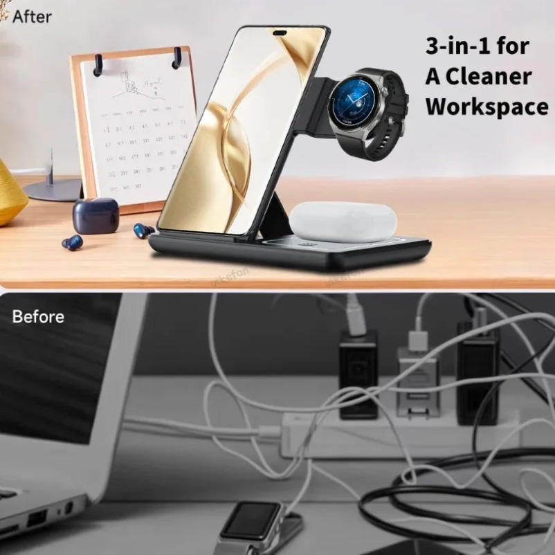 3 in 1 Wireless Charger Desk S - Watches Smartwatch Samsung บทวิจารณ์และราคา