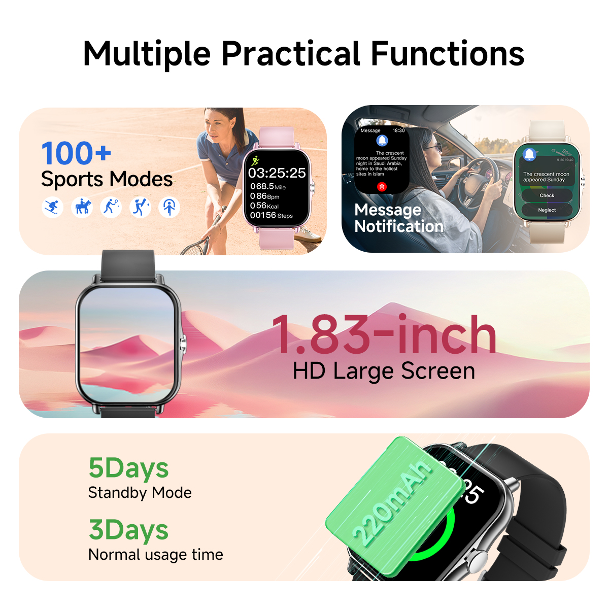 2026 New Smart Watch 1.83 HD S - Smartwatch Watches With Bluetooth บทวิจารณ์และราคา