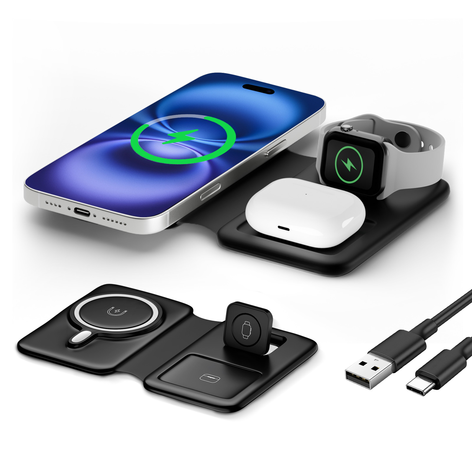 15W Magnetic 3 in 1 Wireless C - Watches Smartwatch Samsung บทวิจารณ์และราคา