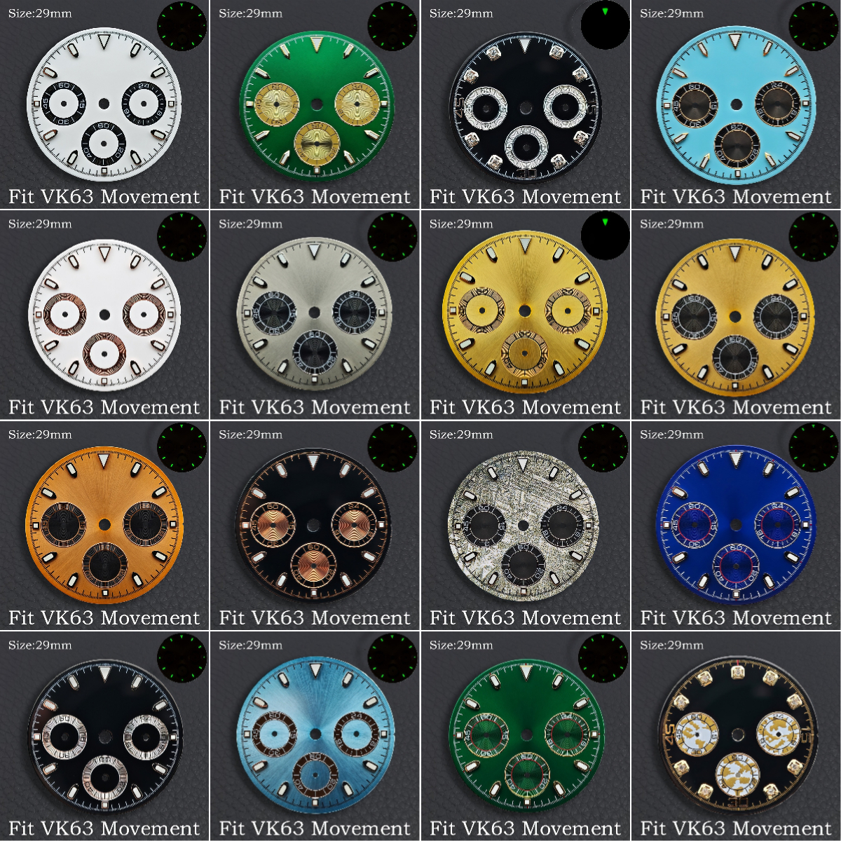 VK63 29mm Dial Watch Hands Gre - Luminous Dial Face บทวิจารณ์และราคา