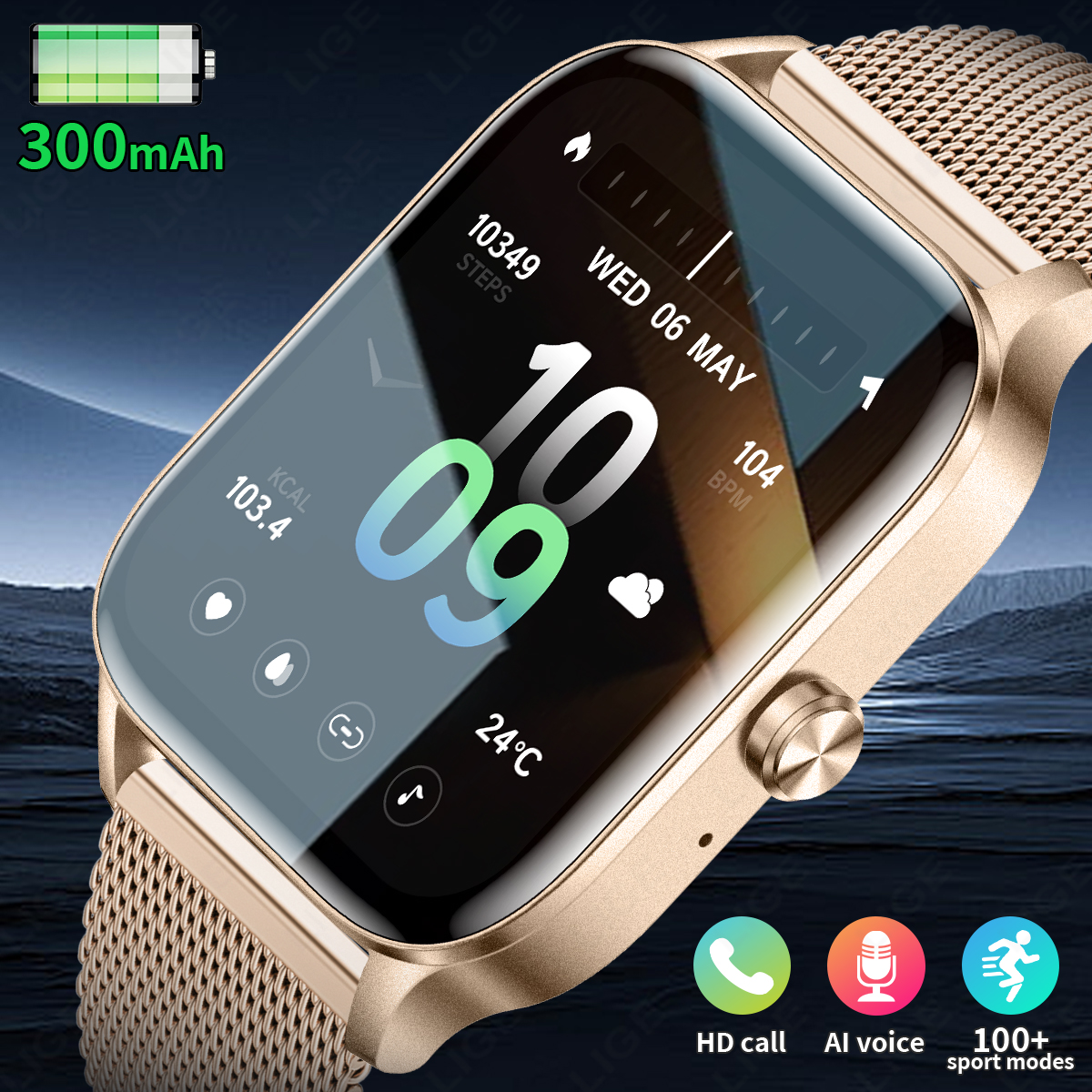 LIGE Fashion Smart Watch Women - Smartwatch Watches With Bluetooth บทวิจารณ์และราคา