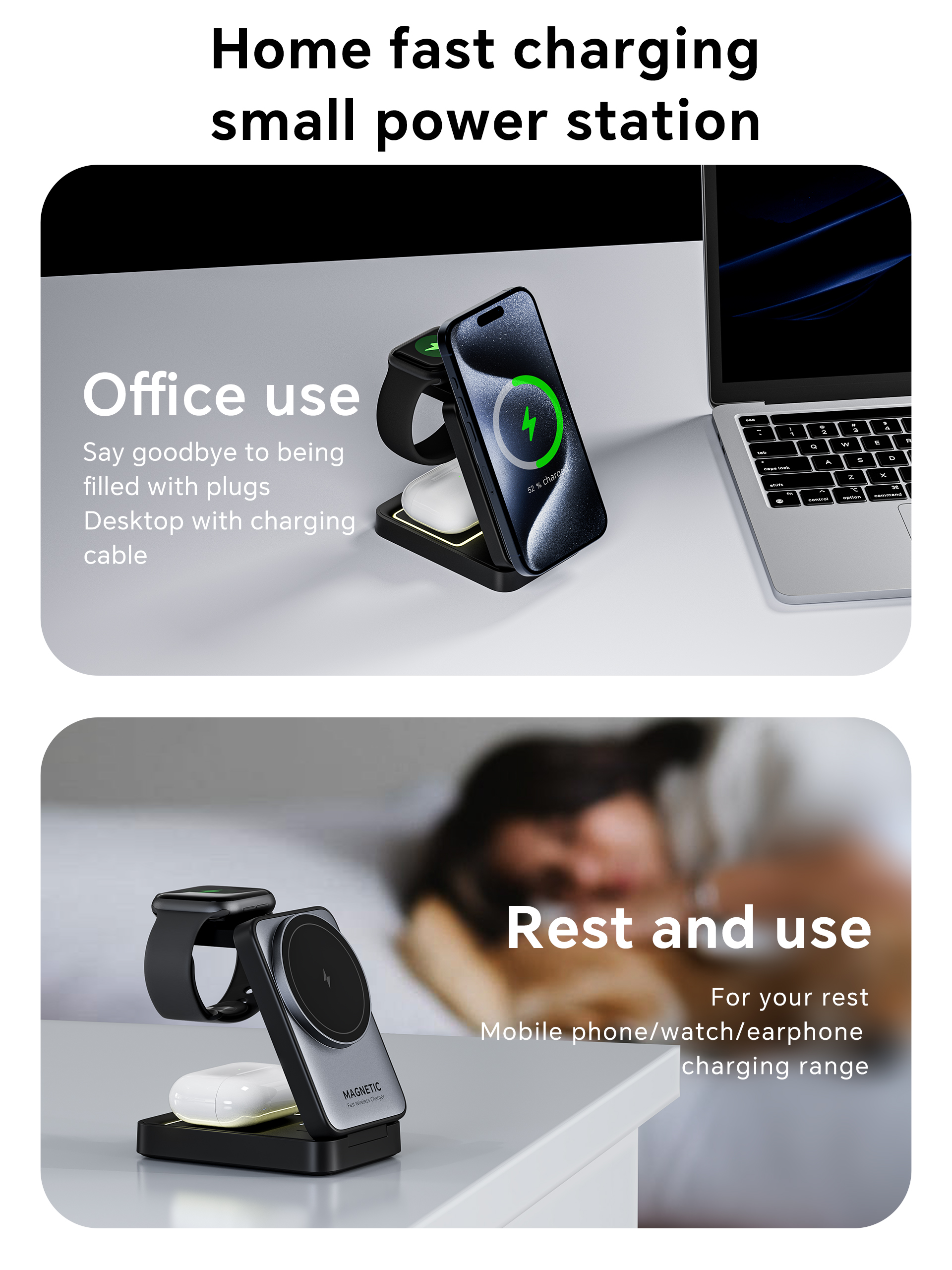 Folding 3 in 1 Magnetic Wirele - Smartwatch Watches Compatible With Iphone บทวิจารณ์และราคา