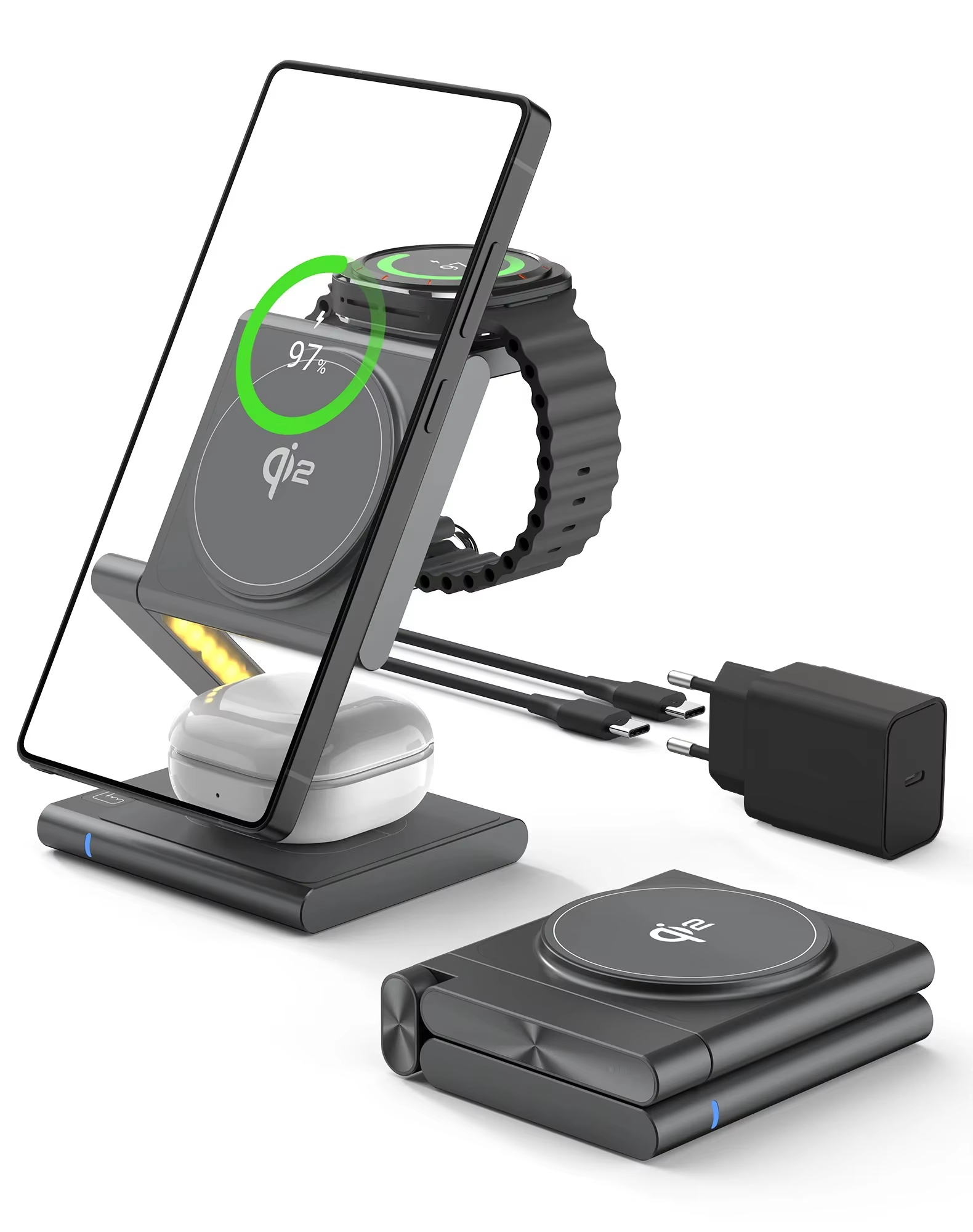 4in1 Wireless Charging Station - Watches Smartwatch Samsung บทวิจารณ์และราคา