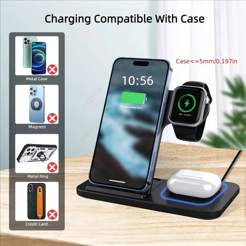 Foldable 3 in 1 Wireless Charg - Smartwatch Watches Compatible With Iphone บทวิจารณ์และราคา