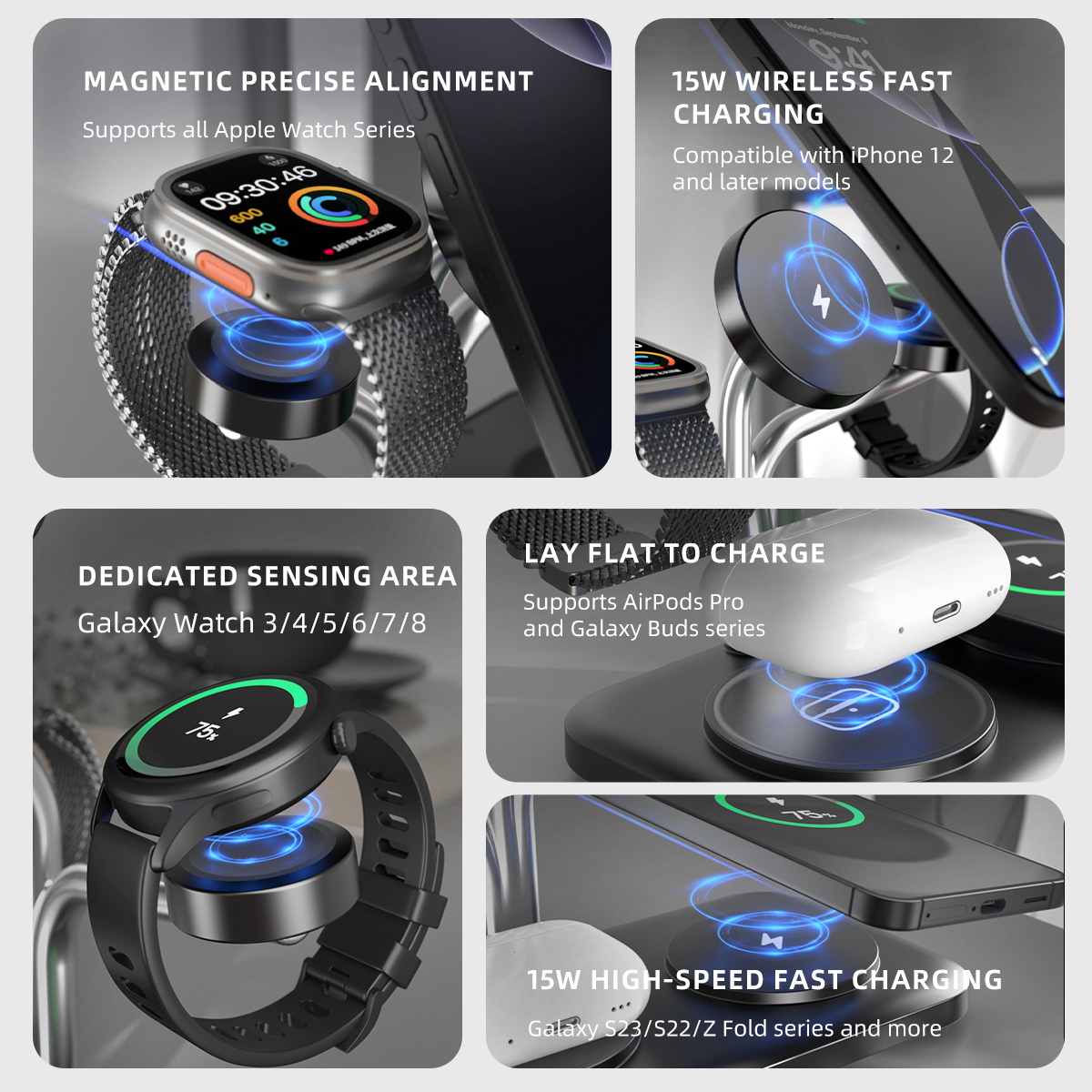 5 IN 1 Magnetic Wireless Charg - Smartwatch Watches Compatible With Iphone บทวิจารณ์และราคา